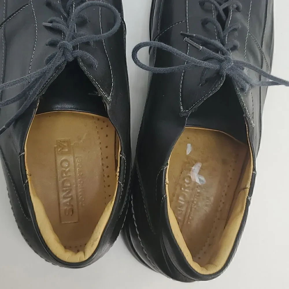 Sandro Kurt 2214 Men's Black Leather Lace up Comfort Oxfords Shoes Size 12D